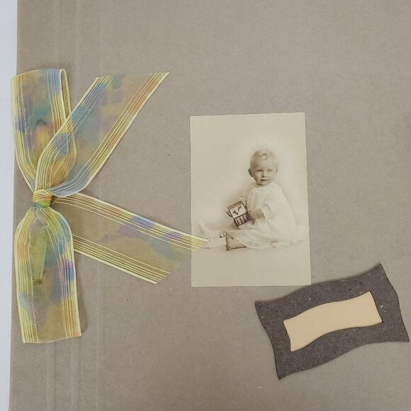 Vintage Handmade in Paris France Recycled Paper Scrapbook Photo Album Ribbon - Picture 2 of 12